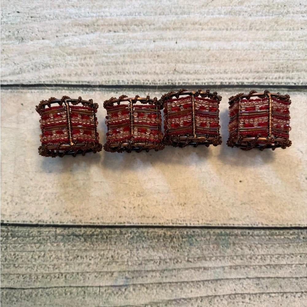 Pier 1 Moroccan multicolor beaded 4 napkin rings.